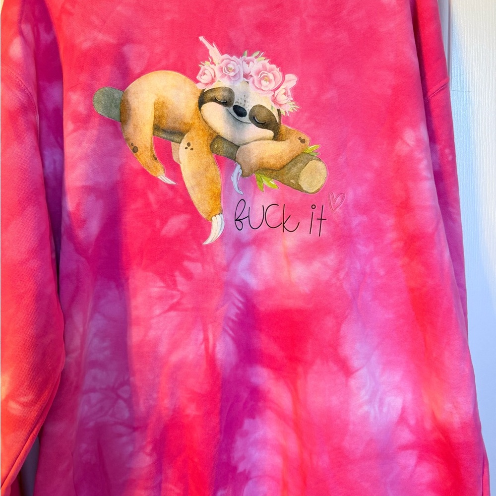 Pink Tie-Dye Sloth Sweatshirt